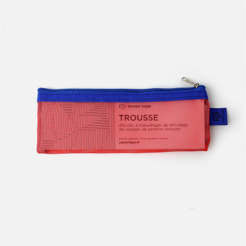 Mesh Pouch Pencil Case - Red & Blue