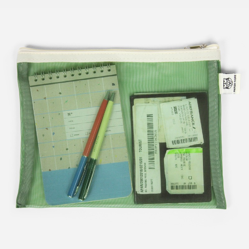Medium Mesh Pouch Pencil Case - Green Yellow