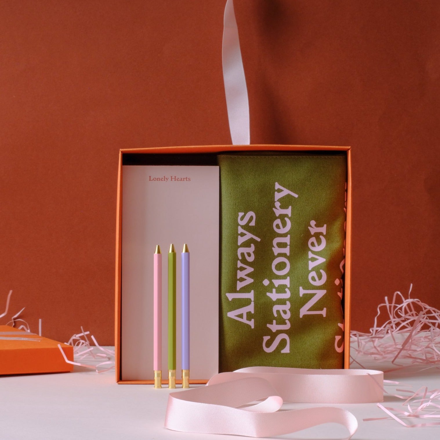 Large Gift Box - Orange with pink ribbon