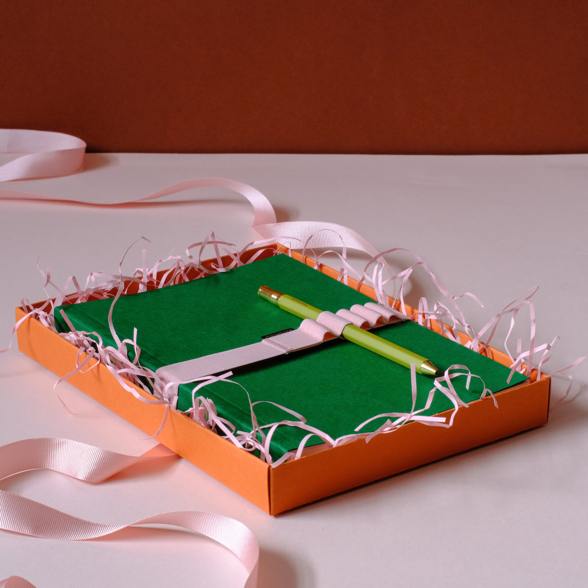 Small Gift Box - Orange with pink ribbon