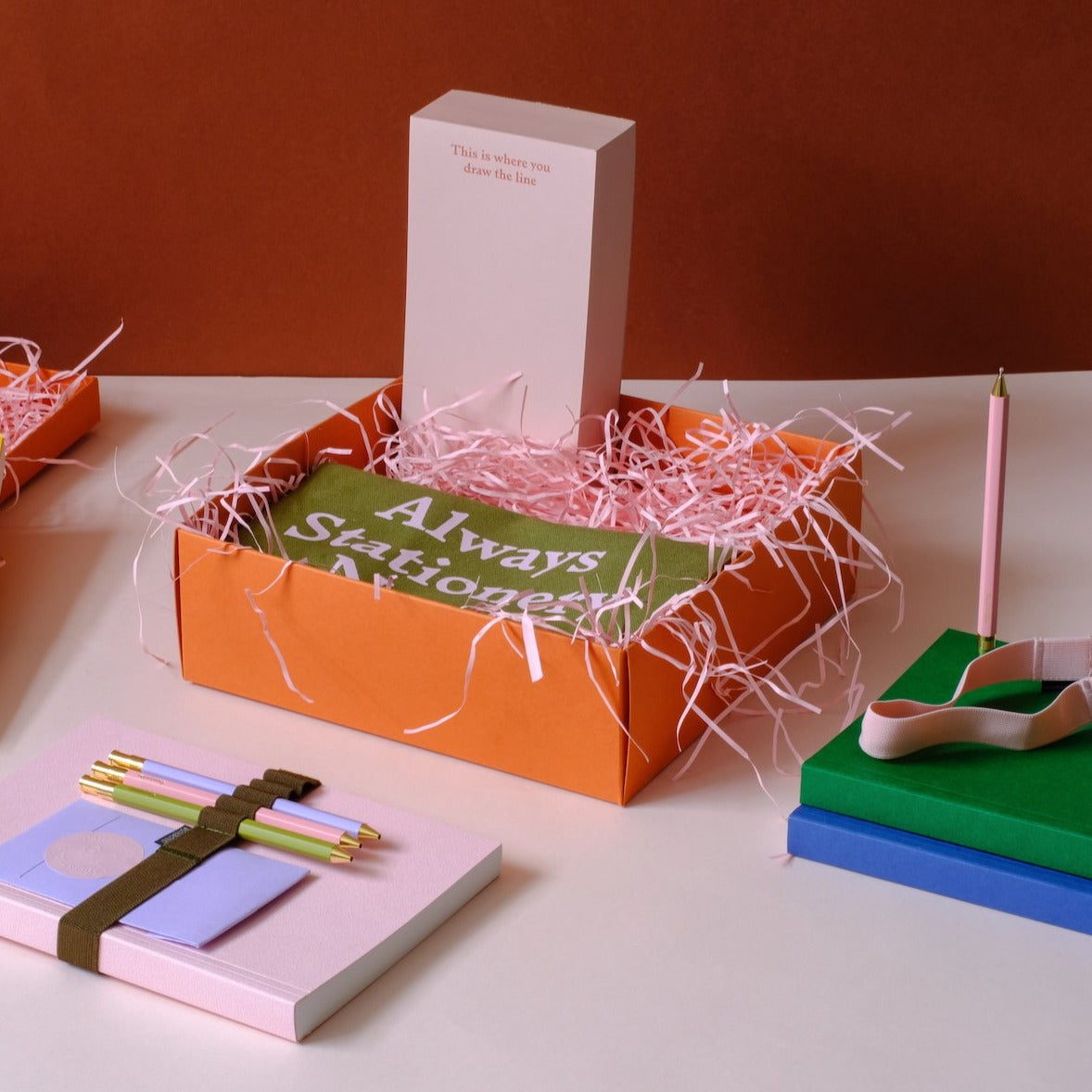 Large Gift Box - Orange with pink ribbon