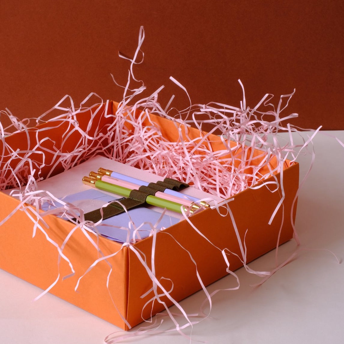 Large Gift Box - Orange with pink ribbon