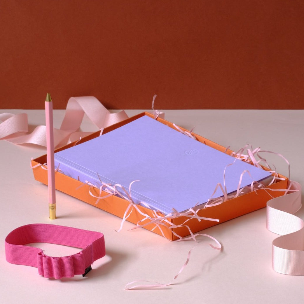 Small Gift Box - Orange with pink ribbon