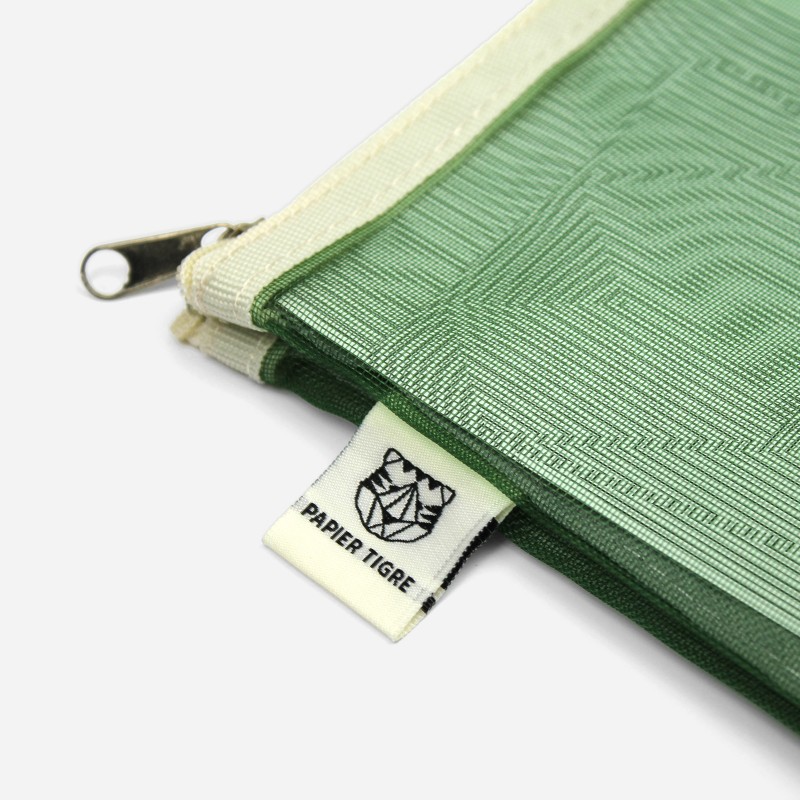 Medium Mesh Pouch Pencil Case - Green Yellow