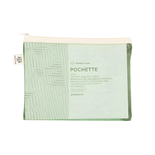 Medium Mesh Pouch Pencil Case - Green Yellow