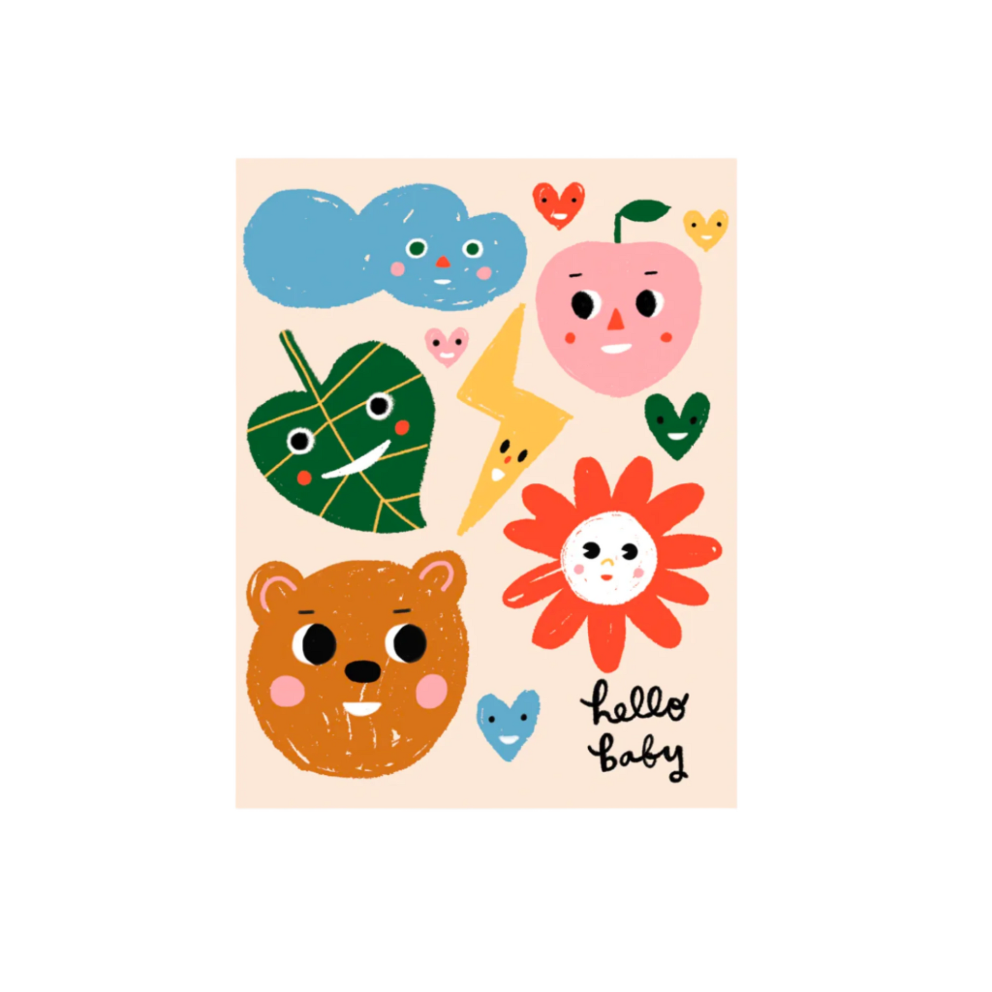 sunny faces Faces New Baby Card