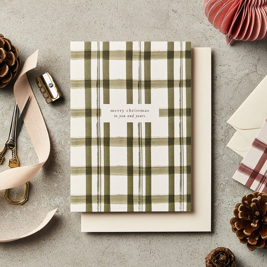 Green Check Merry Christmas Card