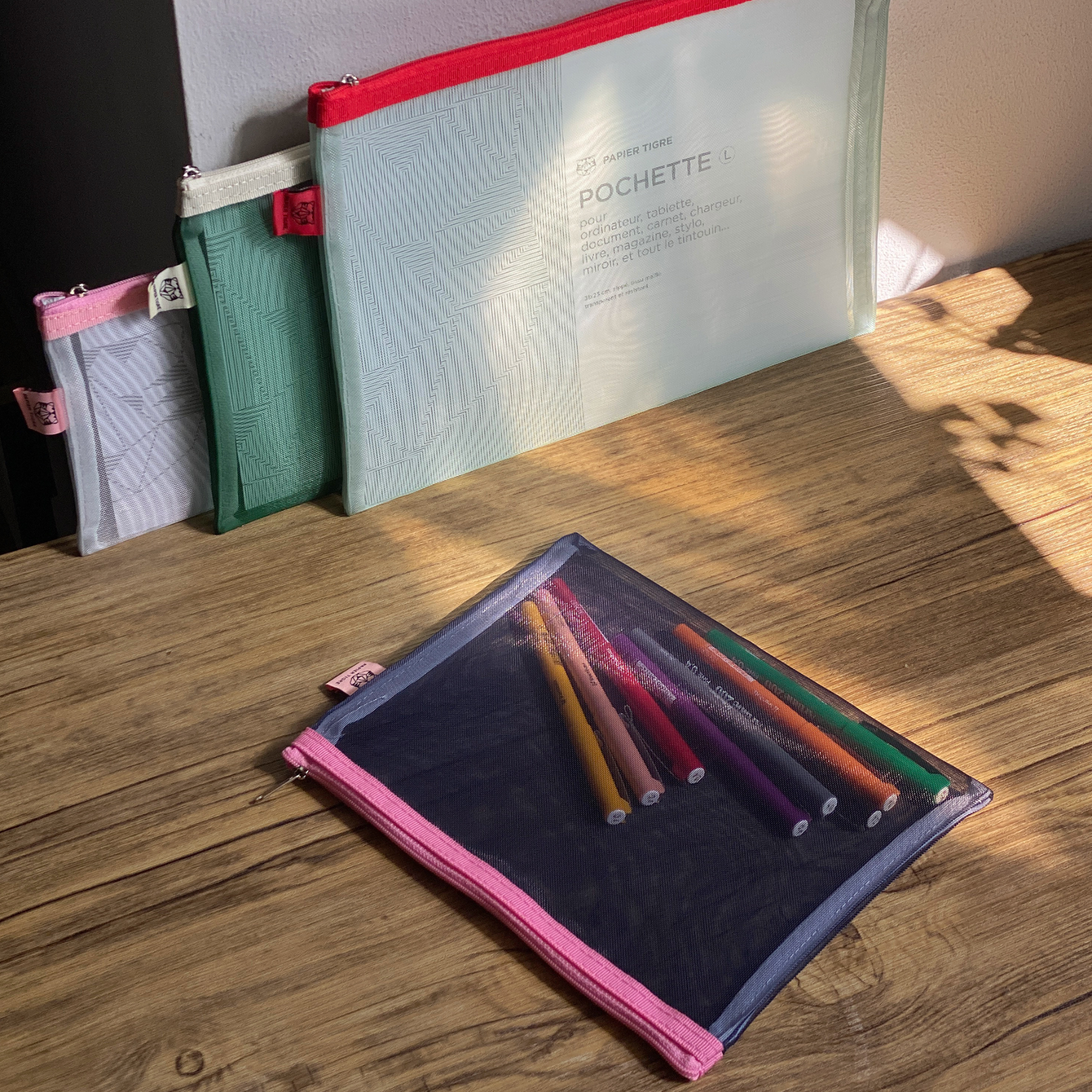 Mesh Pouch Pencil Case Small - Aqua