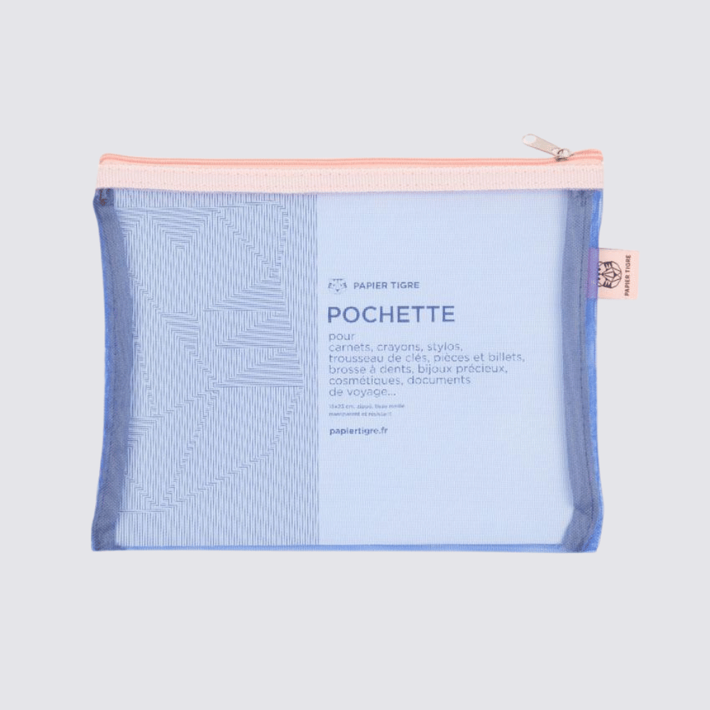 Mesh Pouch Pencil Case Medium - Blue Pink