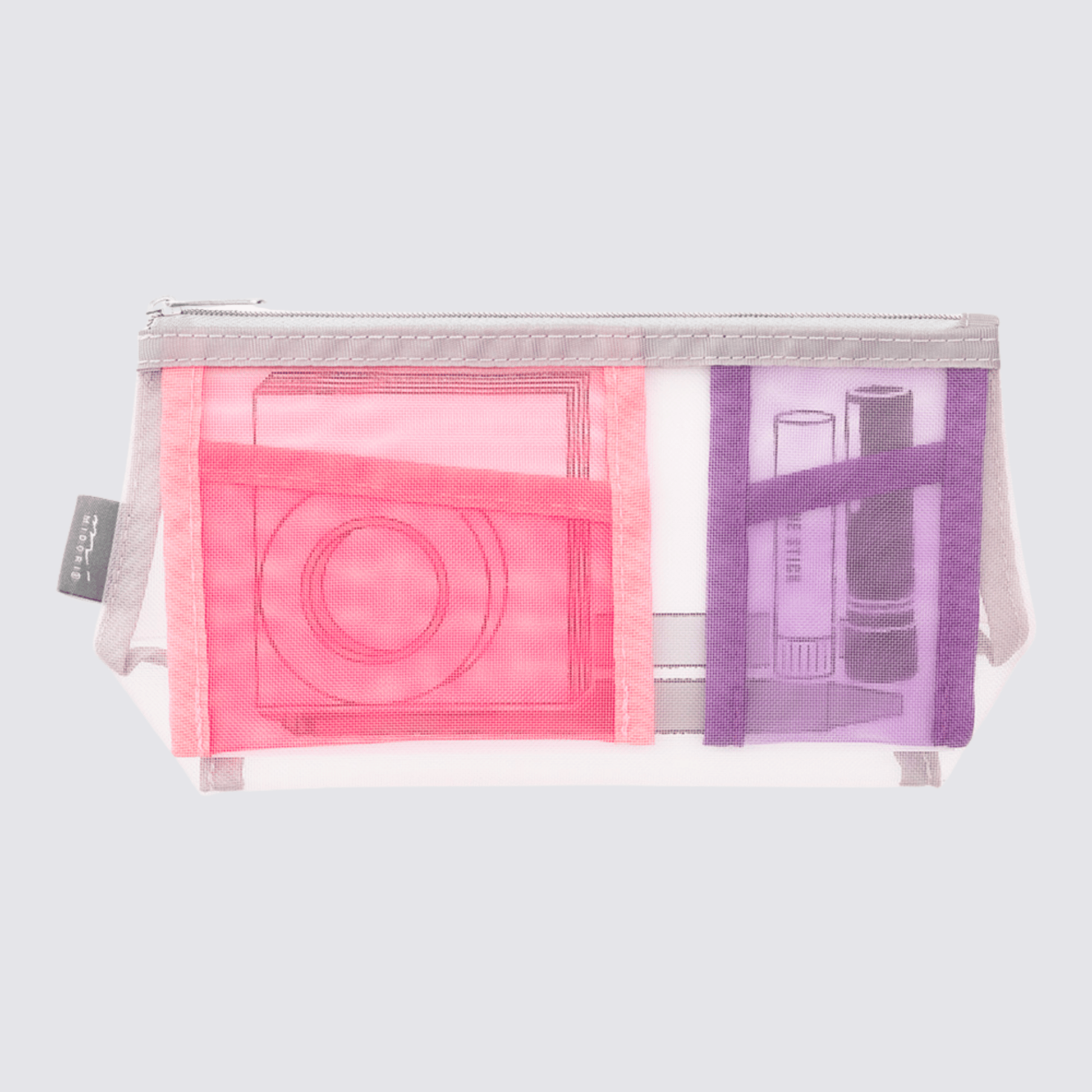Mesh Pouch Pencil Case with Gusset  - Pink