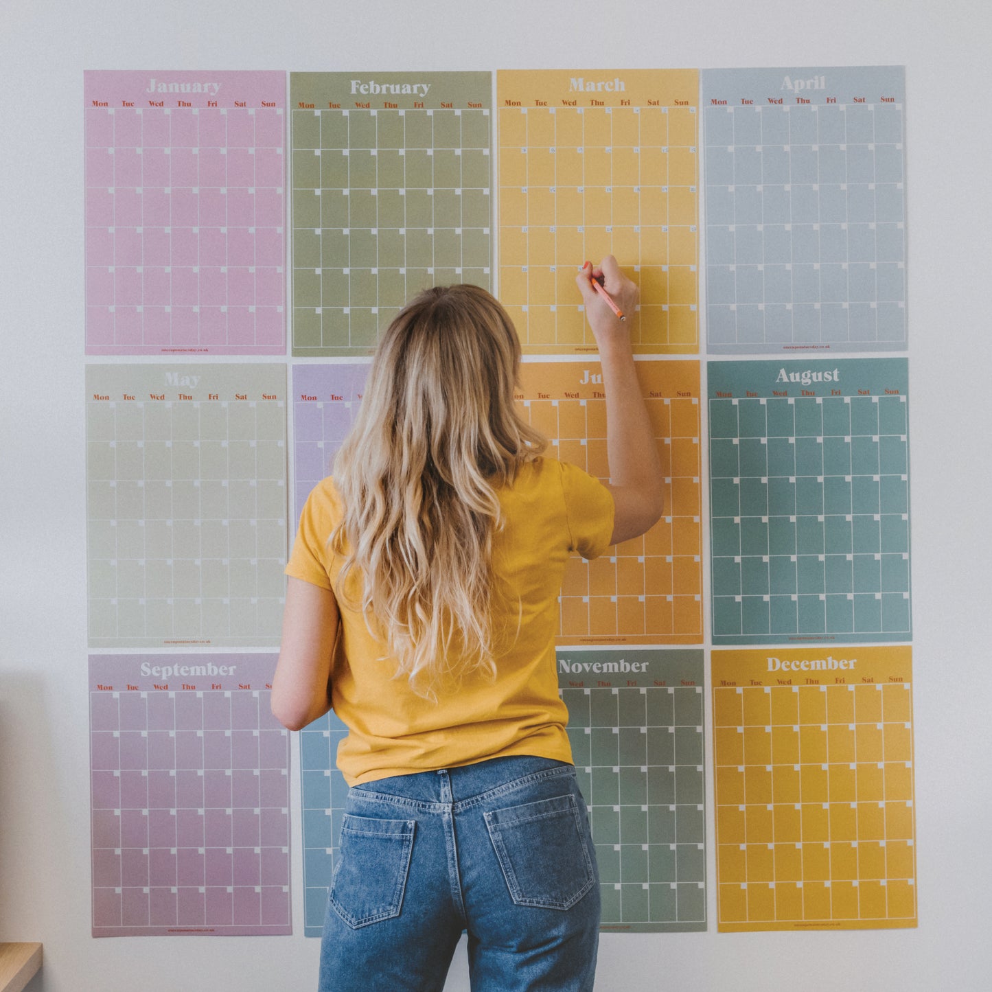 Monthly Undated A3 Wall Planner - 12 Pages - Pastels