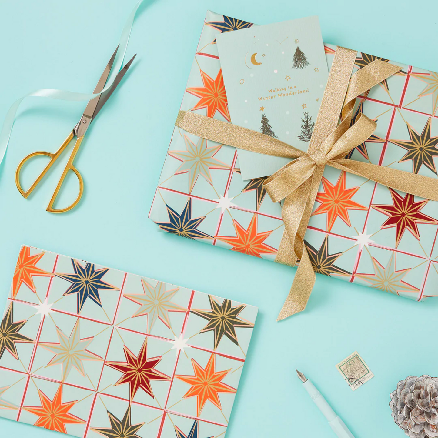 Star Gift Wrap Set / Mint