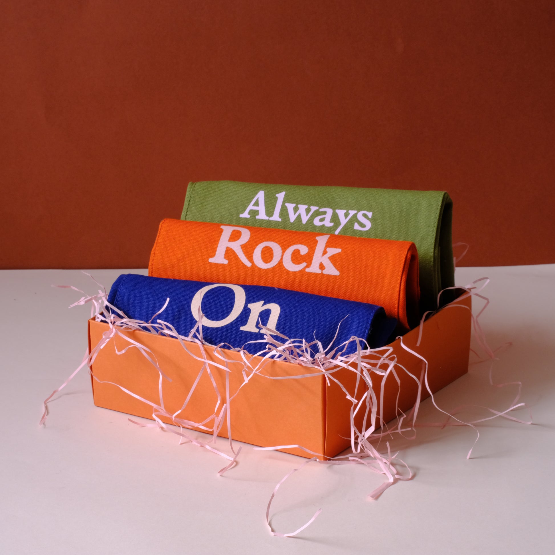 Large Gift Box - Orange with pink ribbon