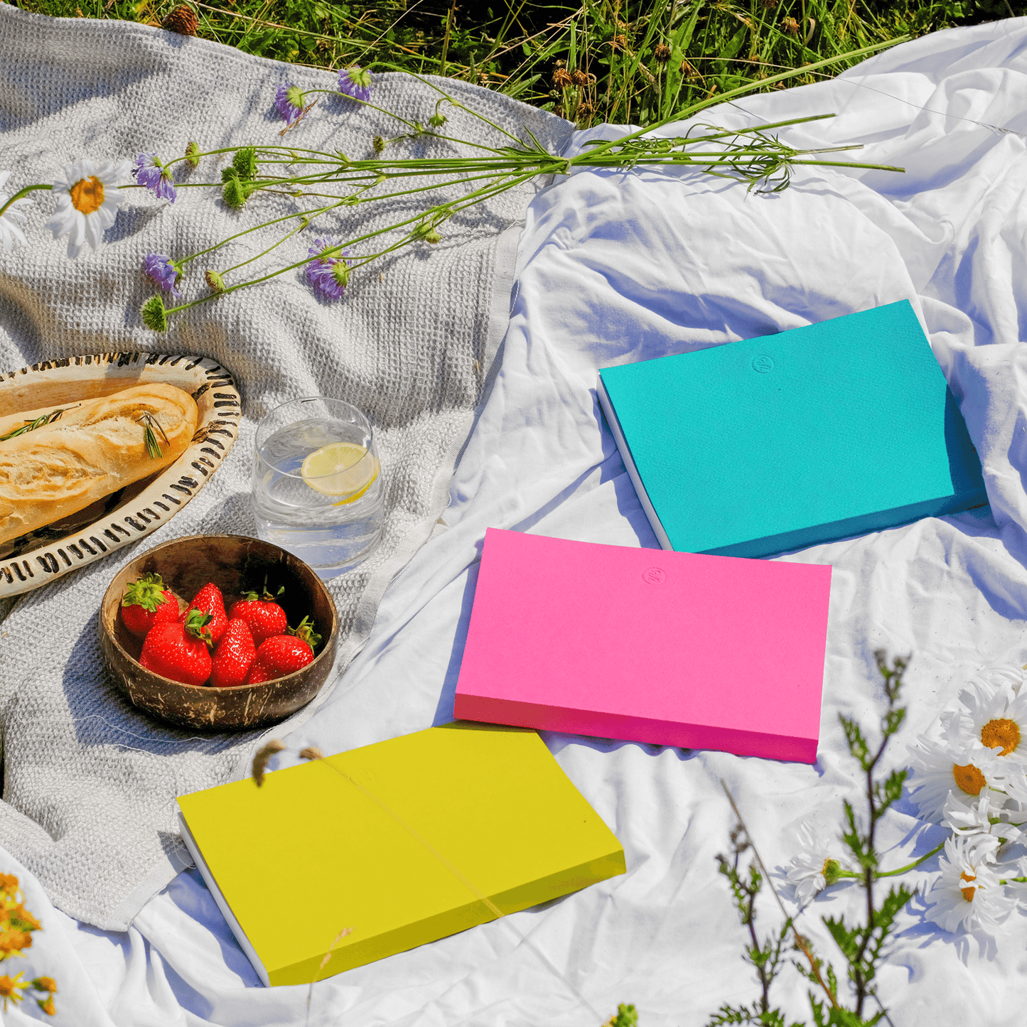 Teal Pink and Yellow Notebook