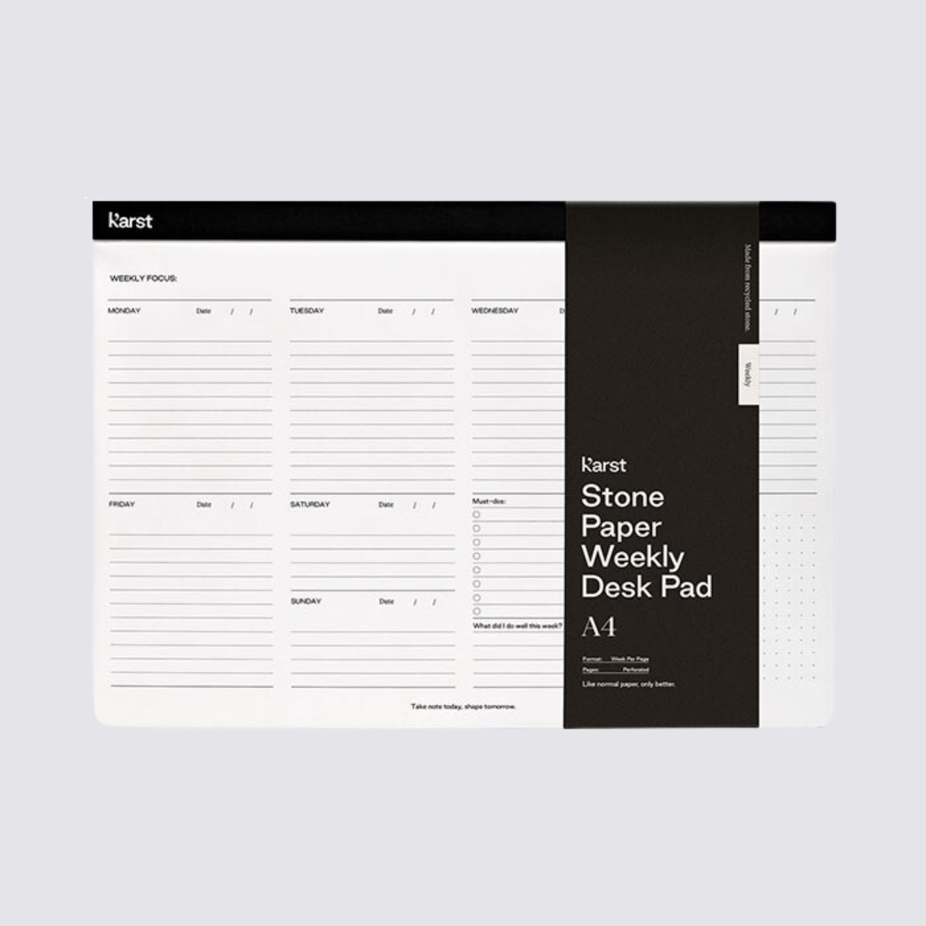 A4 Weekly Desk Pad - Stone Paper