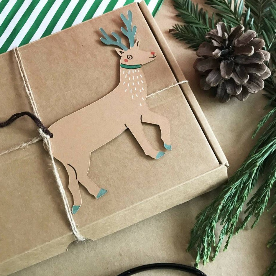 Reindeer Gift Tag - Kraft